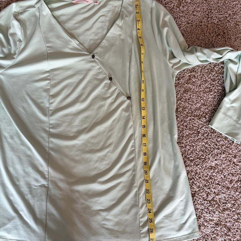 Soft Surroundings Faye Tunic Top Blouse Size Large Mint Green Luxury S8 - Picture 8 of 8